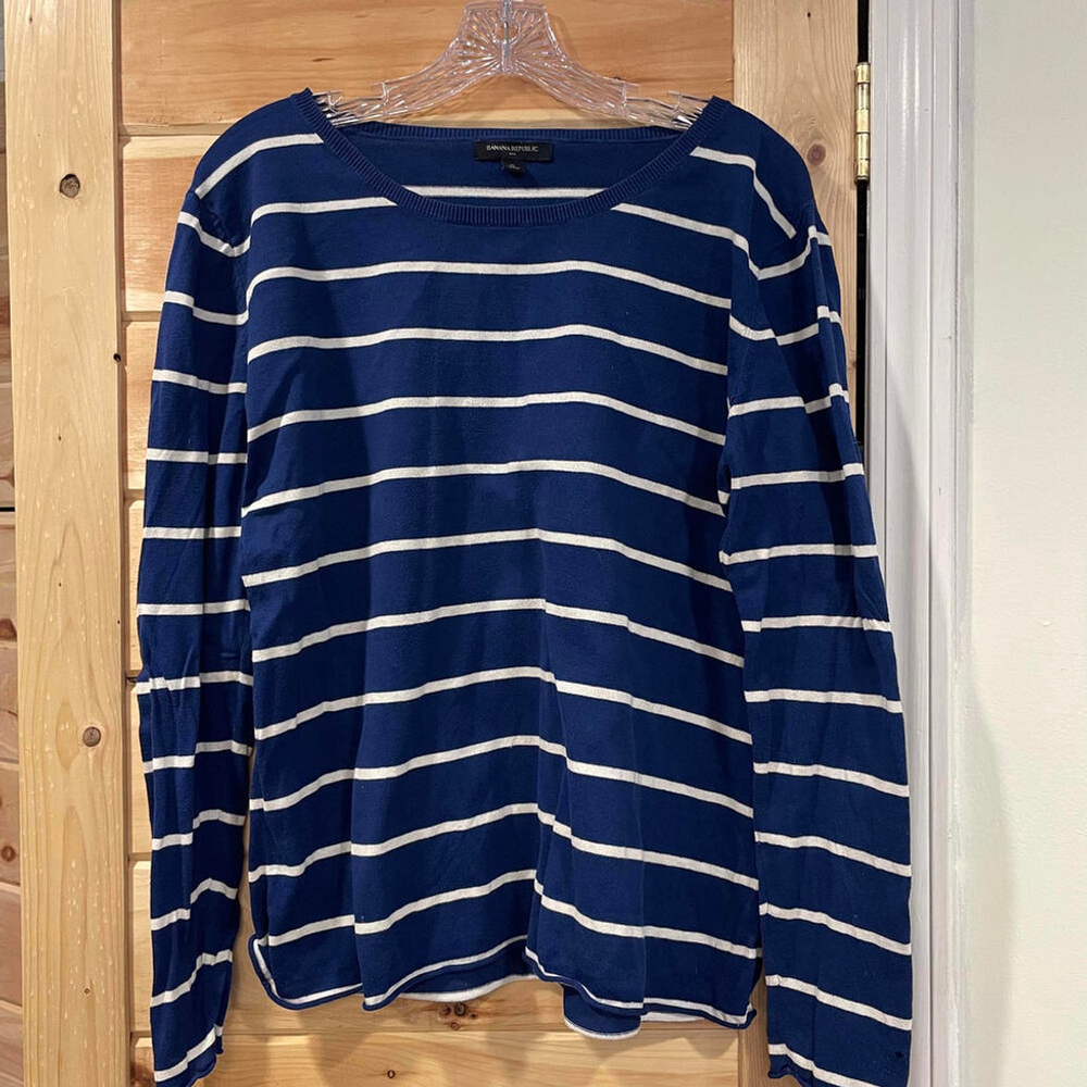 Banana Republic Women's Long Sleeve Striped Cotton Top XL